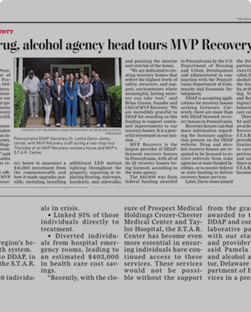 State drug, alcohol agency (DDAP) head tours MVP Recovery sites